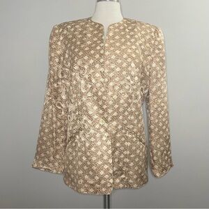 SK & Company Vintage All Silk Geometric Print Blazer